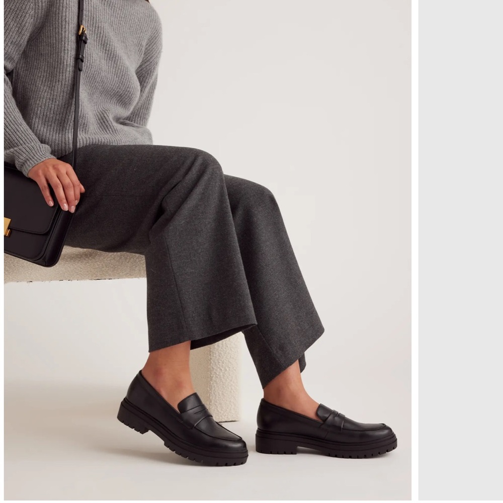 Quince new Lug Sole Black Loafers